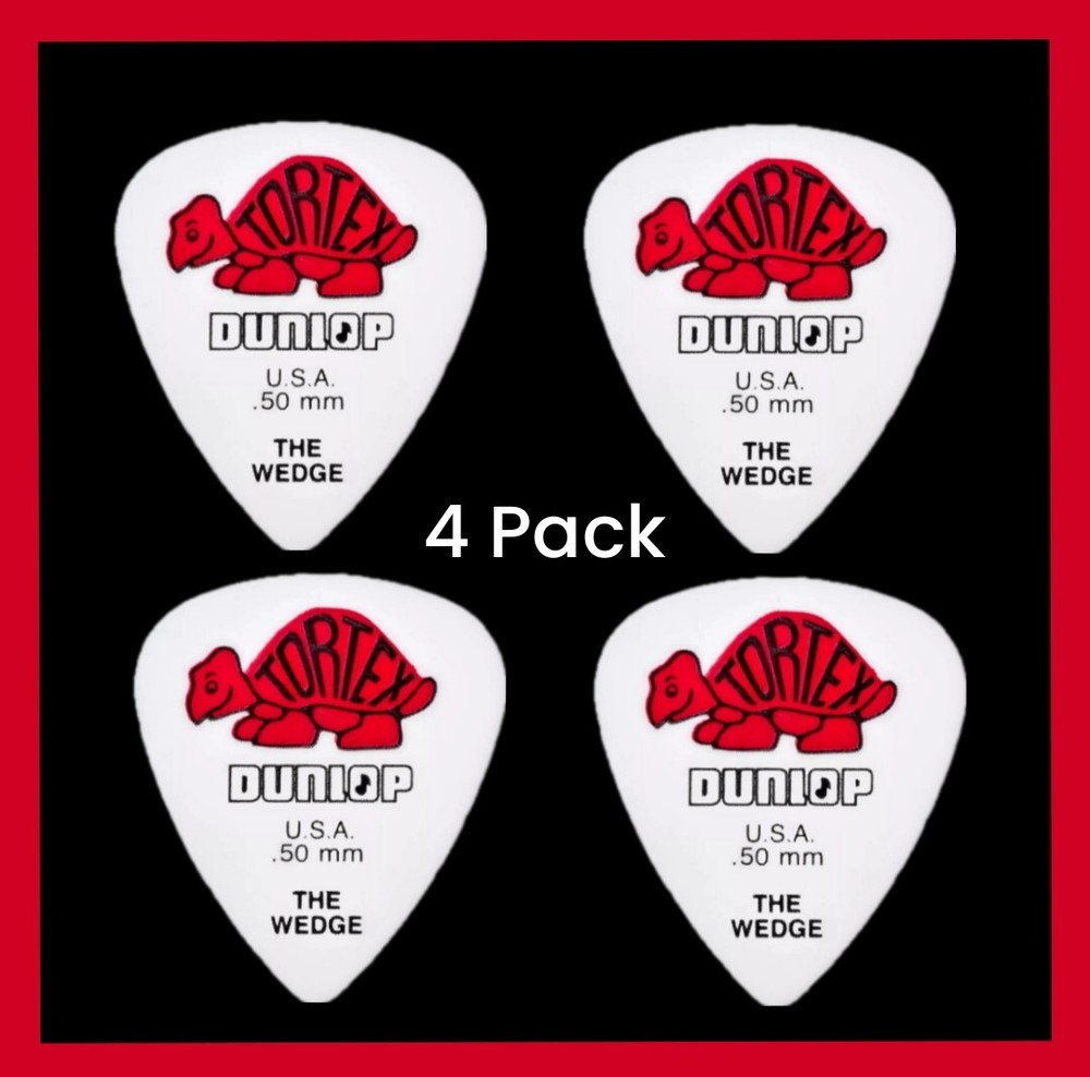 Dunlop Tortex Wedge Guitar Picks  4 Pack  Red .50mm