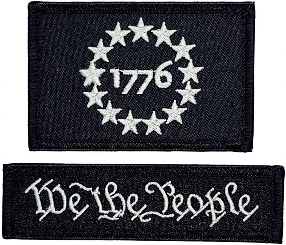 We The People 1776 Embroidered Patch  - 2PC Bundle HOOK BACKING