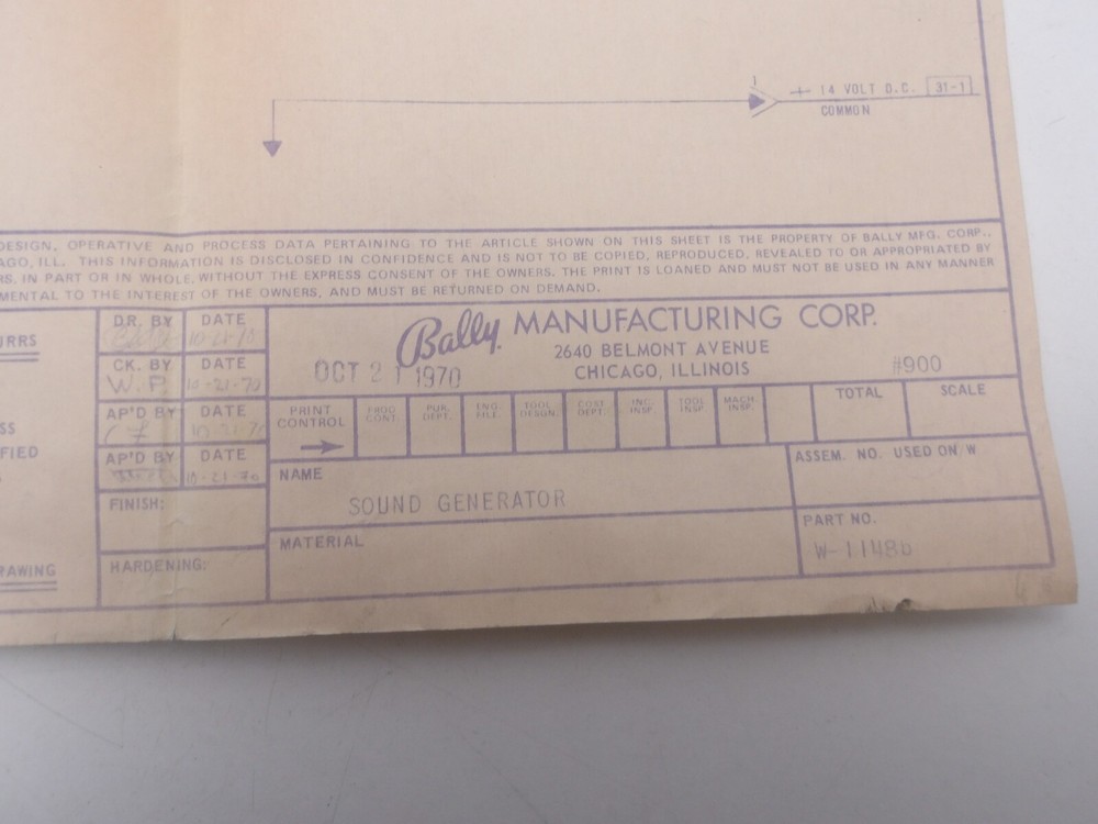 Bally: Target Zero - Schematics (Main + Sound Generator + Amplifier)