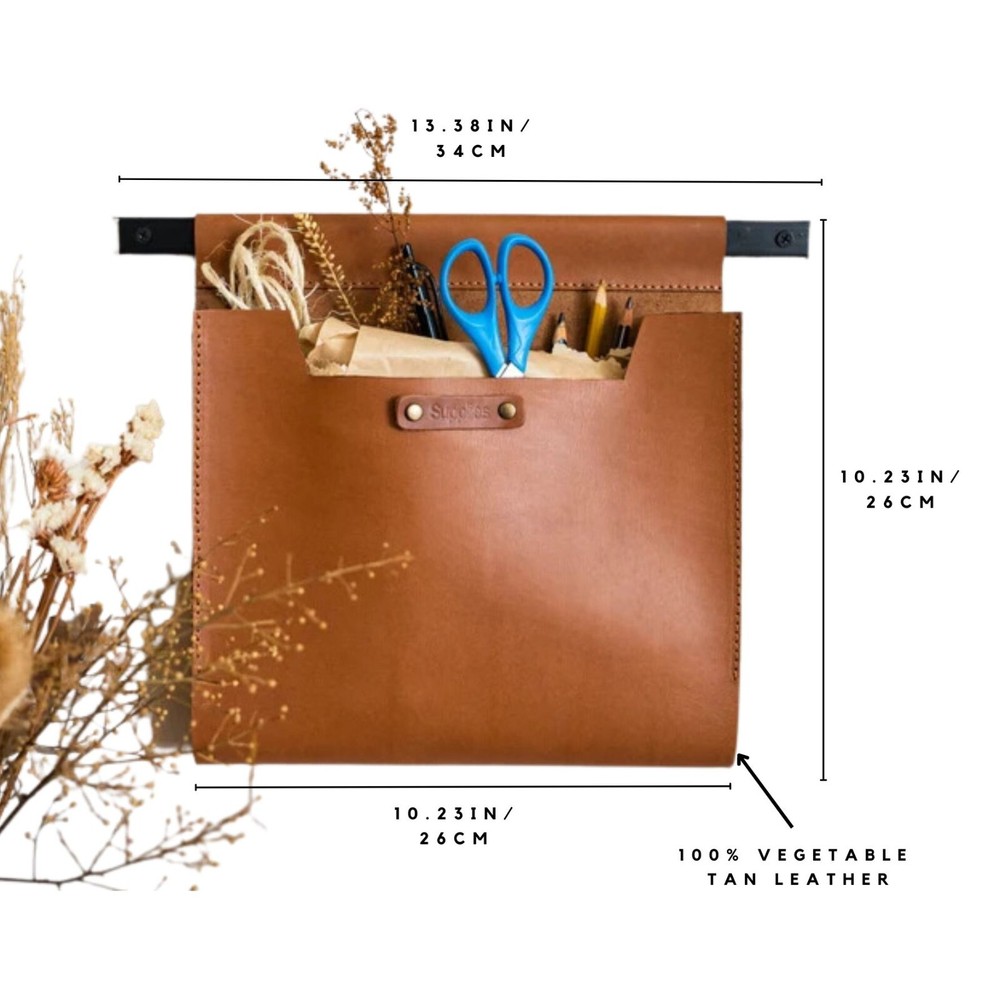 Large Leather Wall Pocket Organizer