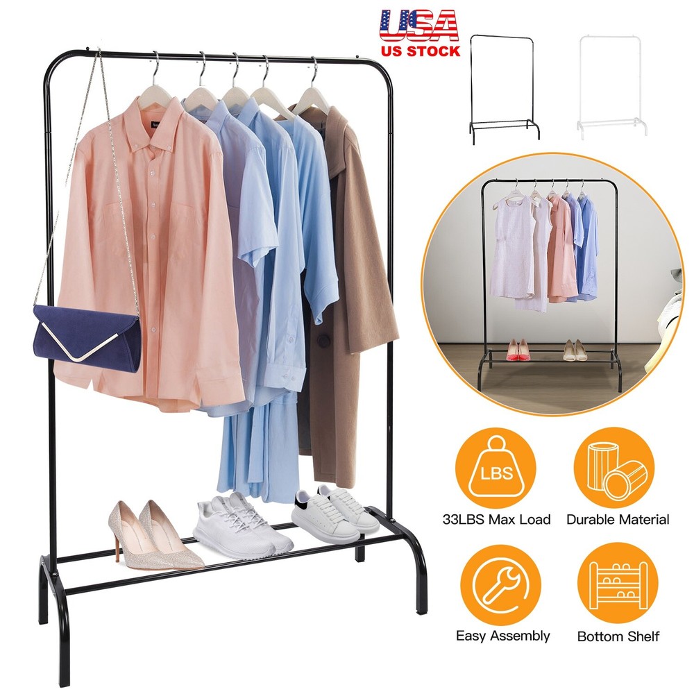 Sturdy Garment Rack Organizer w/ 33lbs Capacity Bottom Shelf for Clothes Storage
