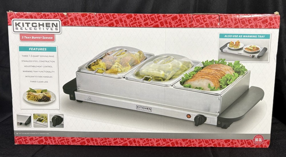 Kitchen Select- 3Tray Buffet Server-New-Open box- #BS-35