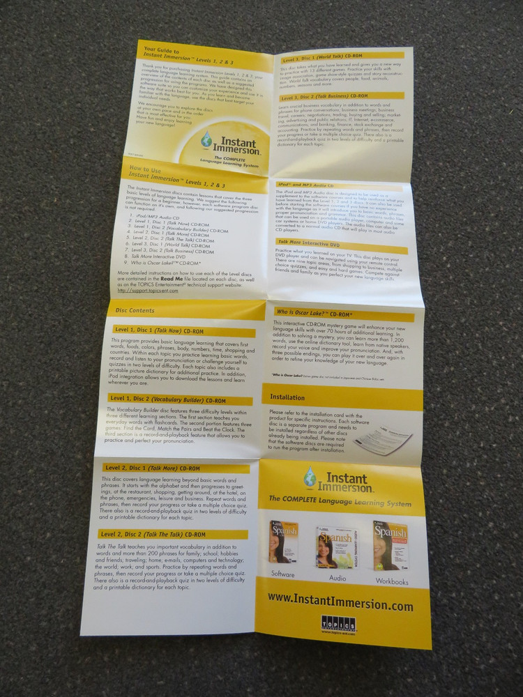 Instant Immersion Spanish Levels 1, 2, 3 Computer Software PC/MAC (9 Discs,2009)