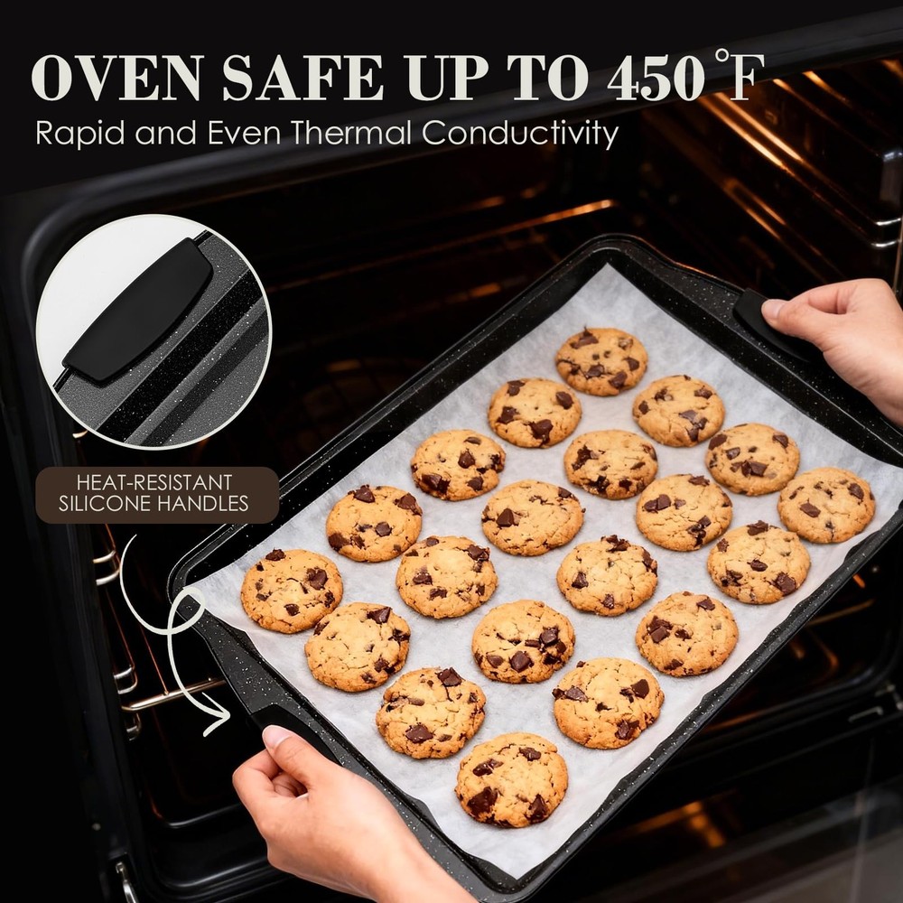 AIVIKI 22 Piece Nonstick Baking Pans Set Stackable Oven Bakeware with Silicone H