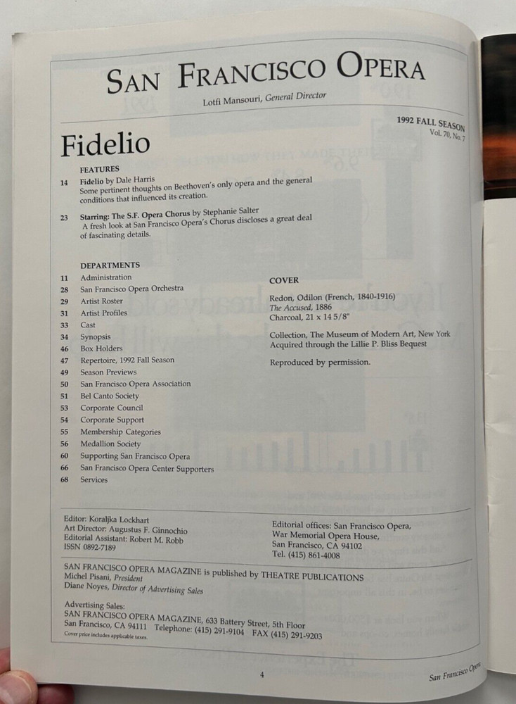 Hildegard Behrens Signed 1992 San Francisco Opera Program