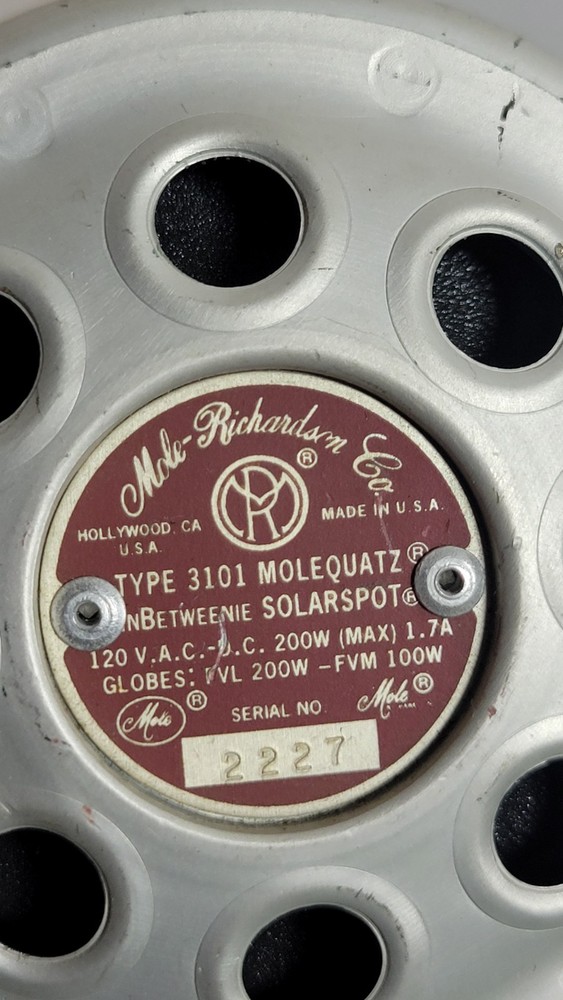 Mole Richardson Type 3101 Molequartz InBetweenie Solarspot Tested