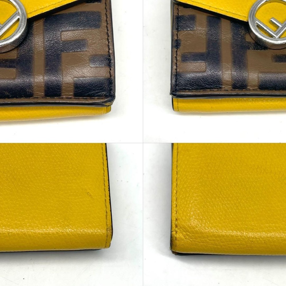 FENDI Fイズ ズッカ 三つ折り財布 ミニウォレット F金具 シルバー金具 黄