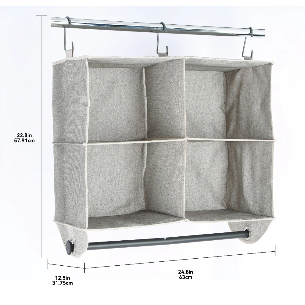4-Shelf Hanging Closet Organizer with Hanging Rack