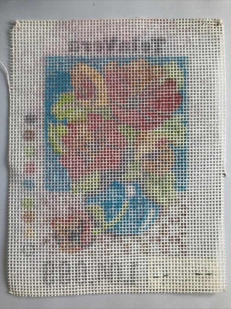 TelaVera Painted Needlepoint Canvas Flowers In Vase