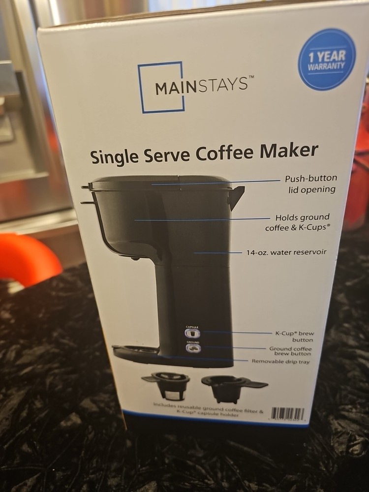 Mainstays Single Serve Coffee Maker, 1 cup Capsule or Ground Coffee