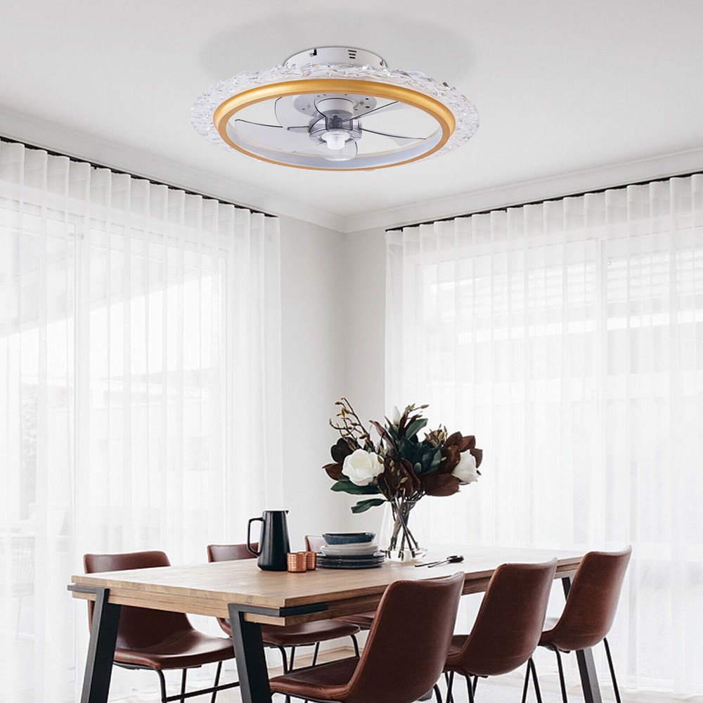 Modern Gold Ceiling Fan with Lights Dimmable LED with Remote Control 85-265V