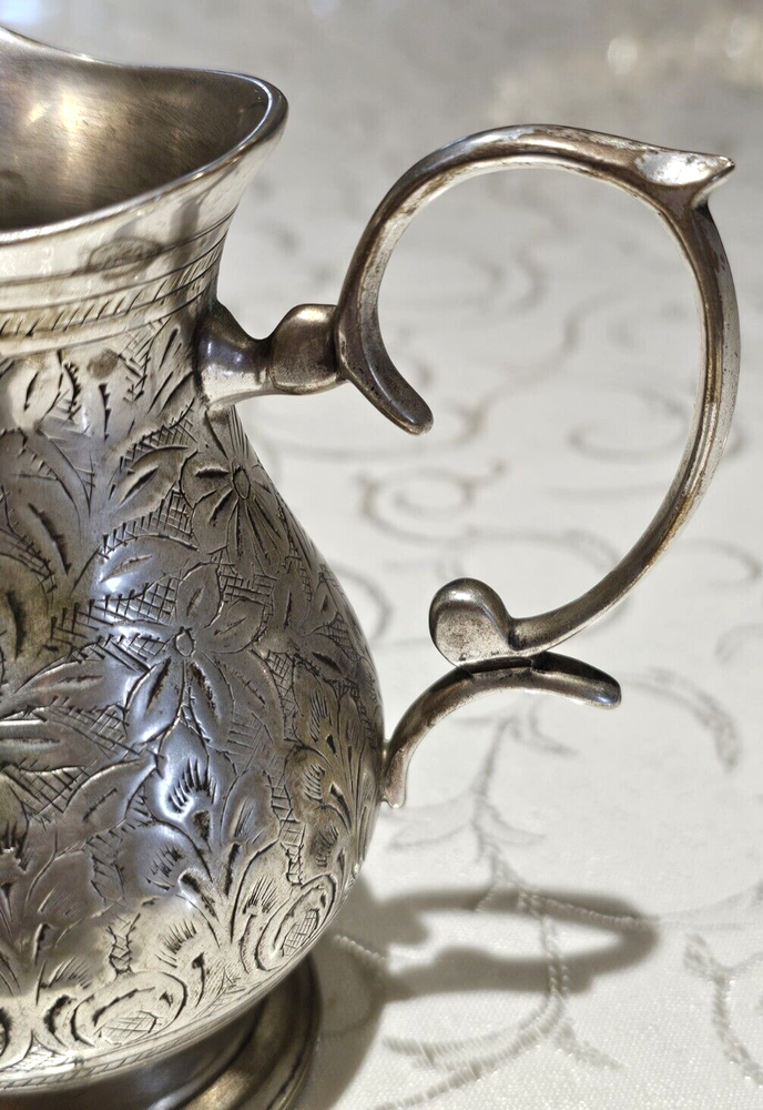Vintage Melchior Silverplate Etched Creamer & Sugar Bowle EIC India