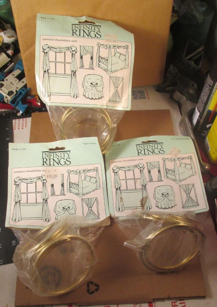 INFINITY RING CURTAIN TIE HOME FABRIC DECOR ACCESSORY  6 rings New in pkg