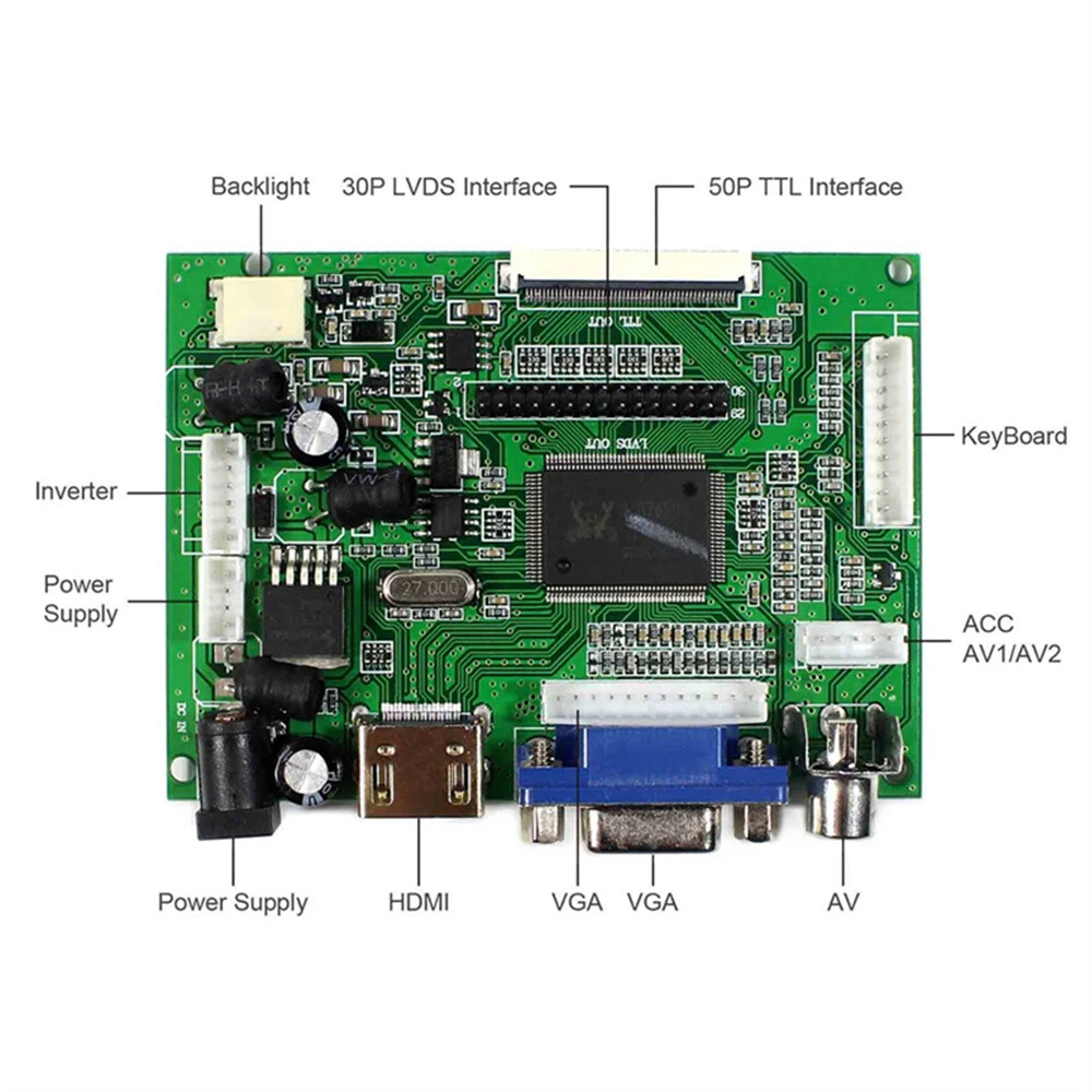 7 Inch CLAA070MA0ACW 800x600 LCD with VGA + HDMI-Driver Controller Board