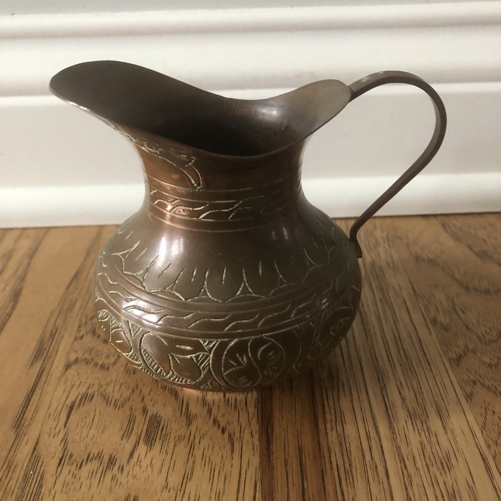 Turkish Copper Plated Etched Small Pitcher Creamer