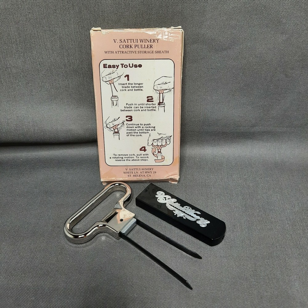 Vintage V SATTUI WINERY St. Helena CA. Wine Bottle Cork Puller Tool Original Box