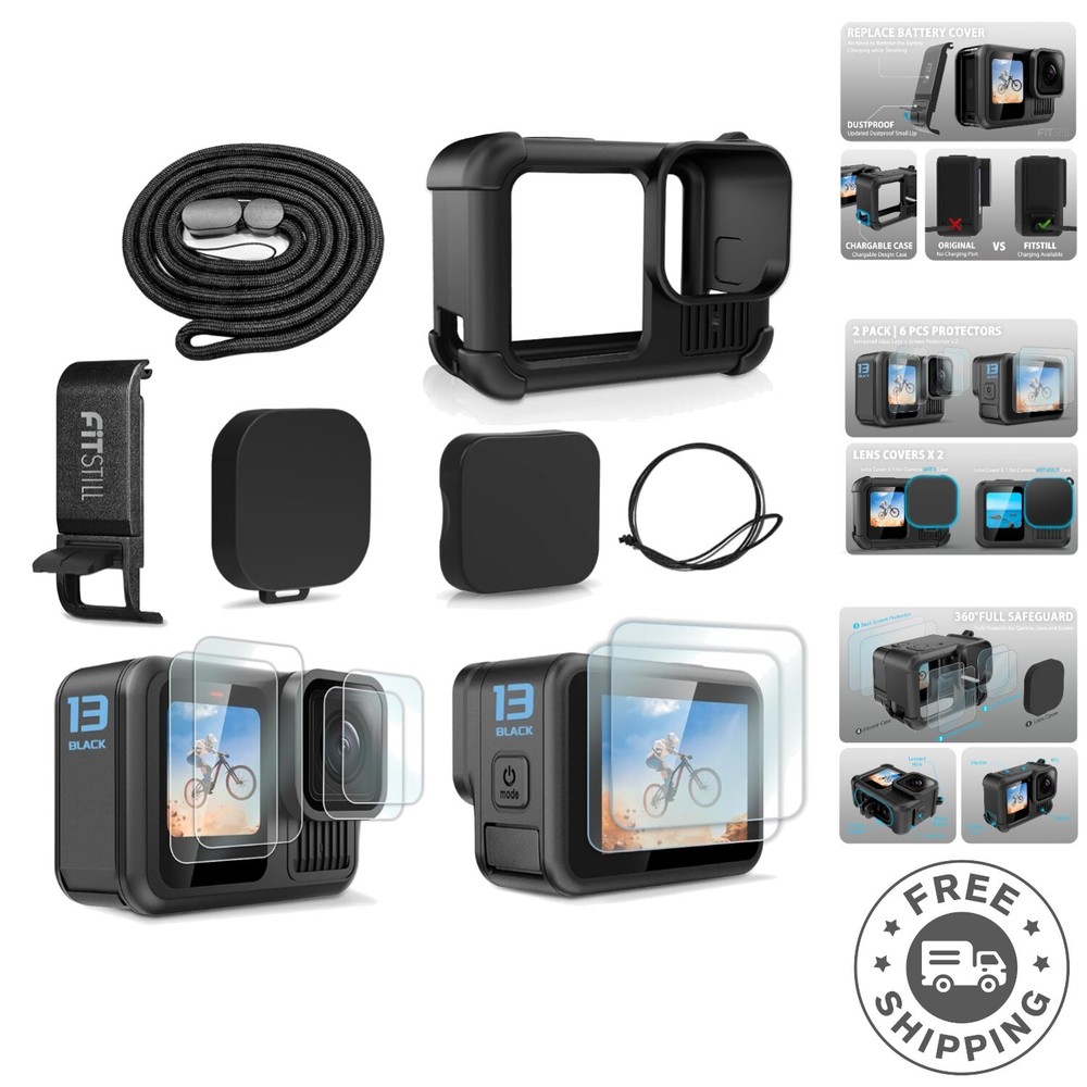 All-in-One Protective Kit for HERO 13: Silicone Case, Screen Protectors, Caps