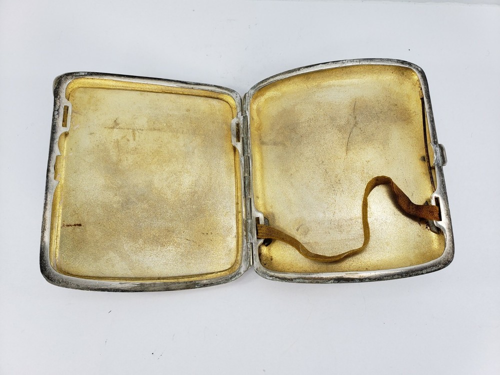 Vintage Silver Plated Hand Painted Nude Enamel Cigarette Case