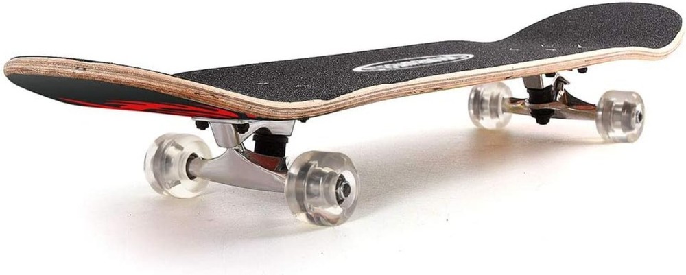 31-Inch Red Double Kick Skateboard - 8-Layer Maple Longboard for Kids