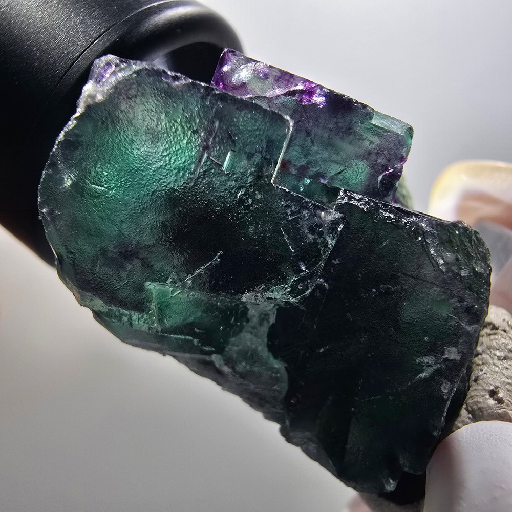 Phantom Fluorite Cube Step, tessellated, green purple Okorusu, Namibia