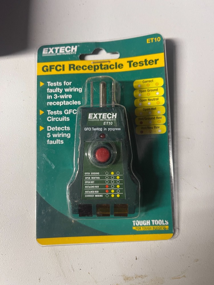 Extech ET10 GFCI Receptacle Tester- New in Box