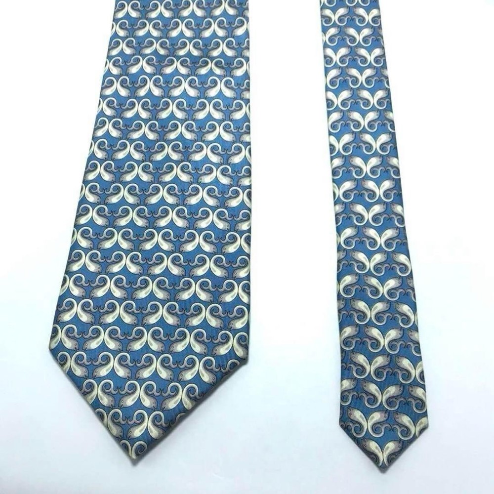 JOHN COMFORT tie blue gray all over pattern fish