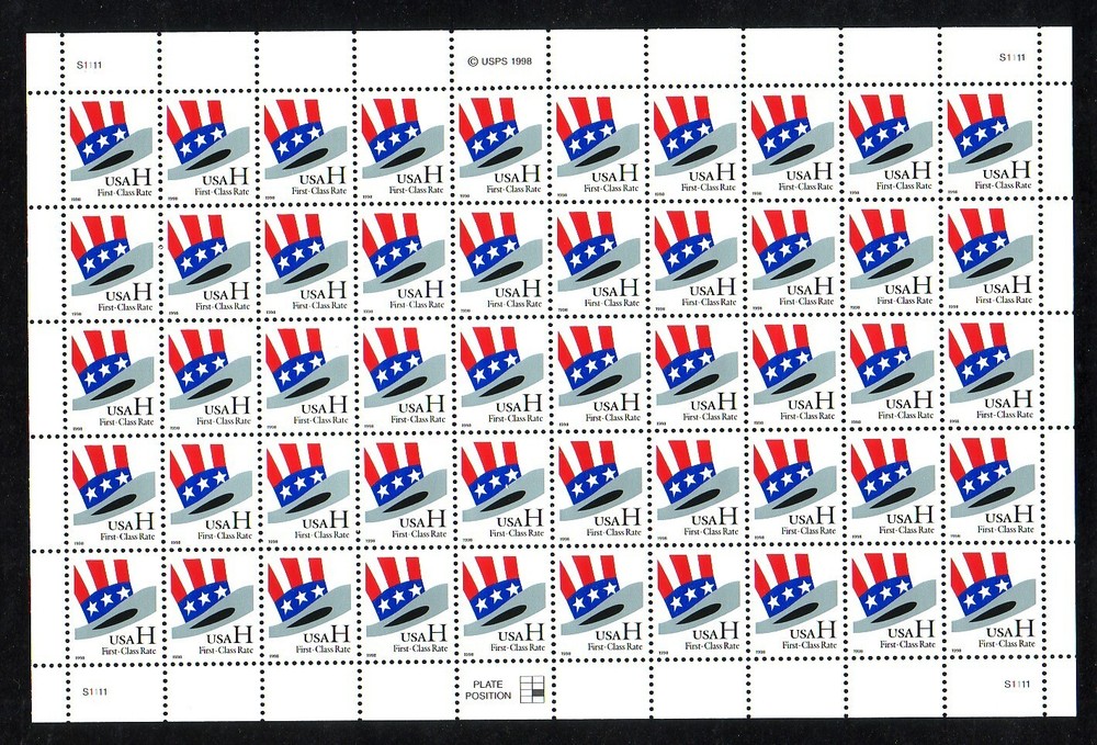 #3260 HATS.  MINT SHEET.  F-VF NH. BCV $49.50
