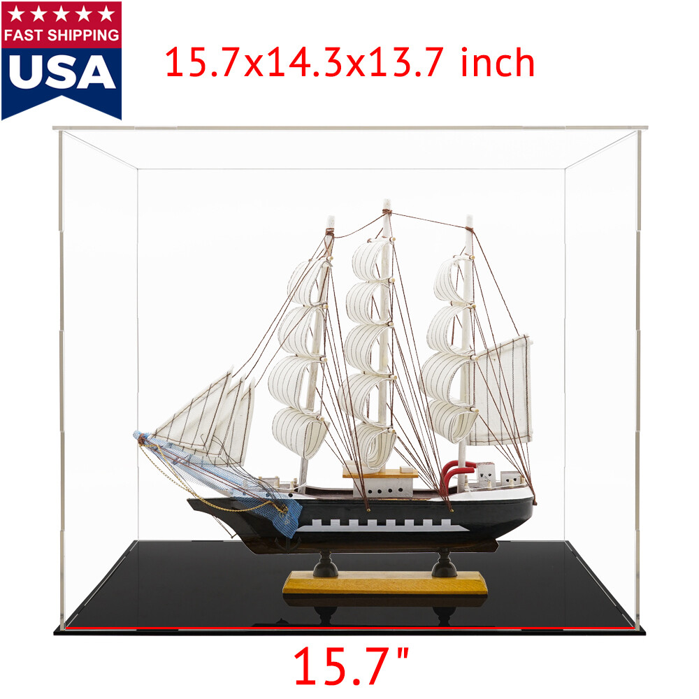 US 16"/40cm Acrylic Plastic Display Box Big Perspex Case Dustproof Self-Install