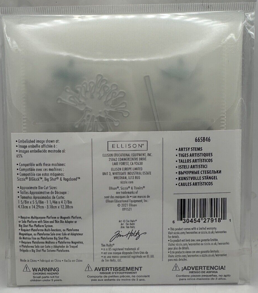 Sizzix Thinlits Dies, Artsy Stems 665846 6 Dies