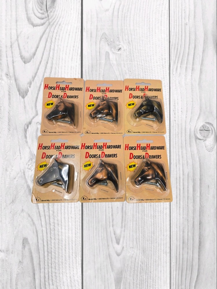 Vintage Brass Horse Head Hardware Drawers Pull Barn Rustic Fun Decorative