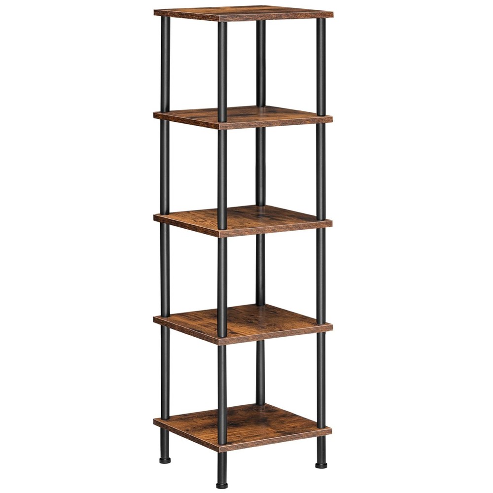 5-Tier Corner Shelf Stand - Tall Storage Display Rack for Small Spaces, Rustic B