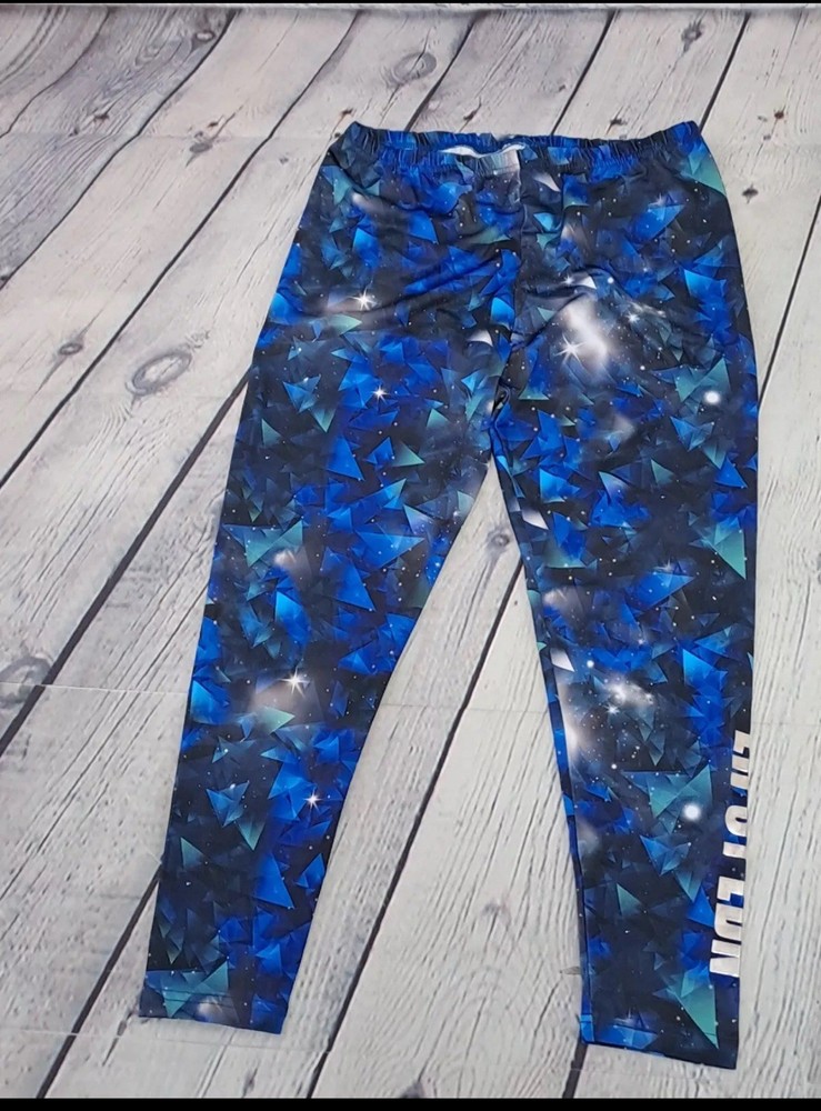 Lipsy Blue Printed Activewear Leggings Womens Size Medium