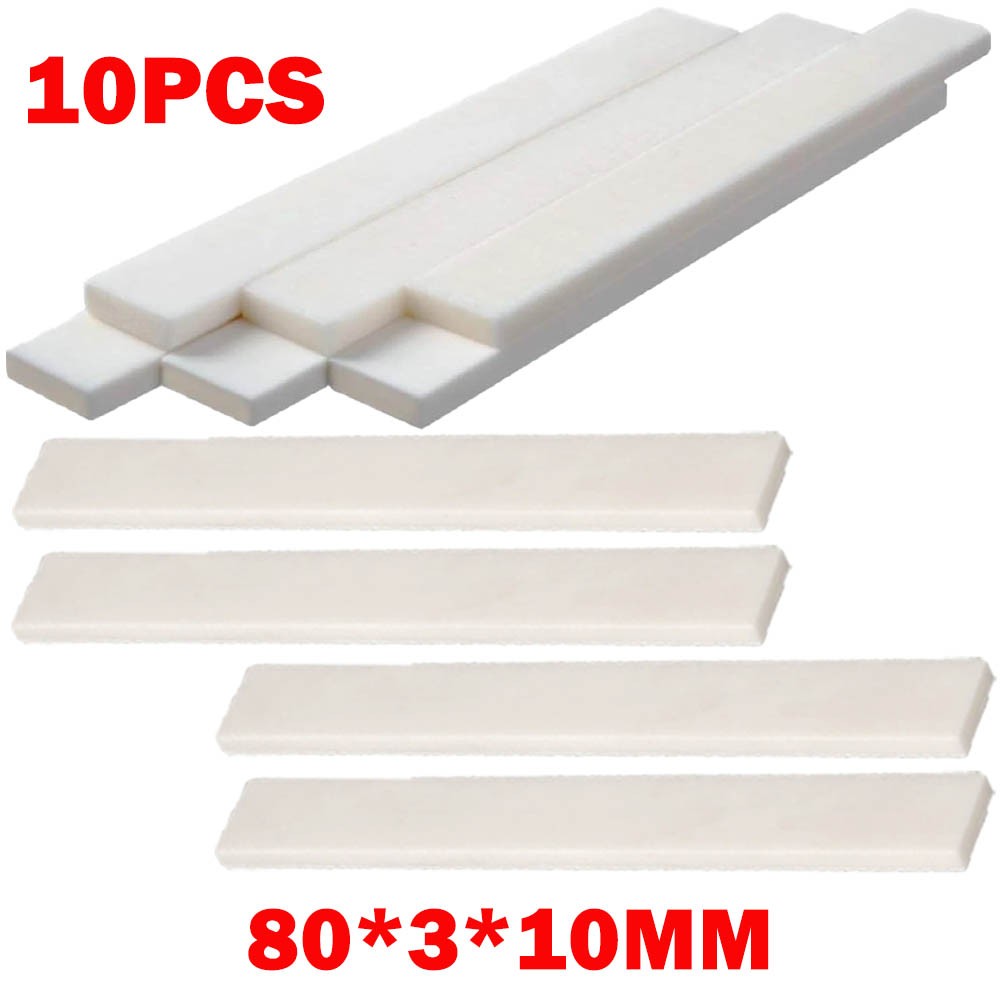 10Pc 80mm*3mm*10mm White Bone Guitar String Bridge Saddle For Acoustic Classical