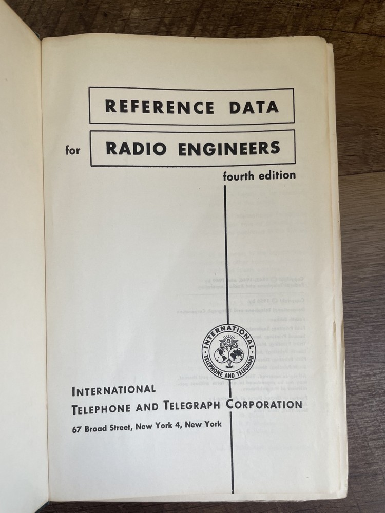 Vintage Reference Data for Radio Engineers Handbook 4th Edition - 1960, IT&T