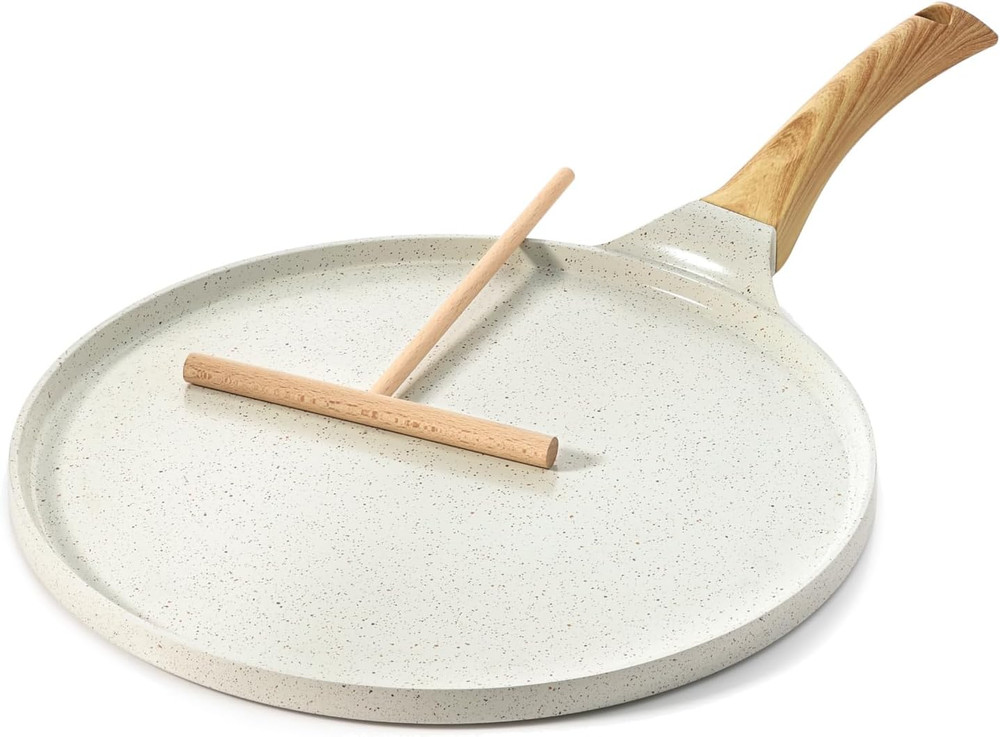 10" White Granite Nonstick Crepe Pan, Induction Compatible