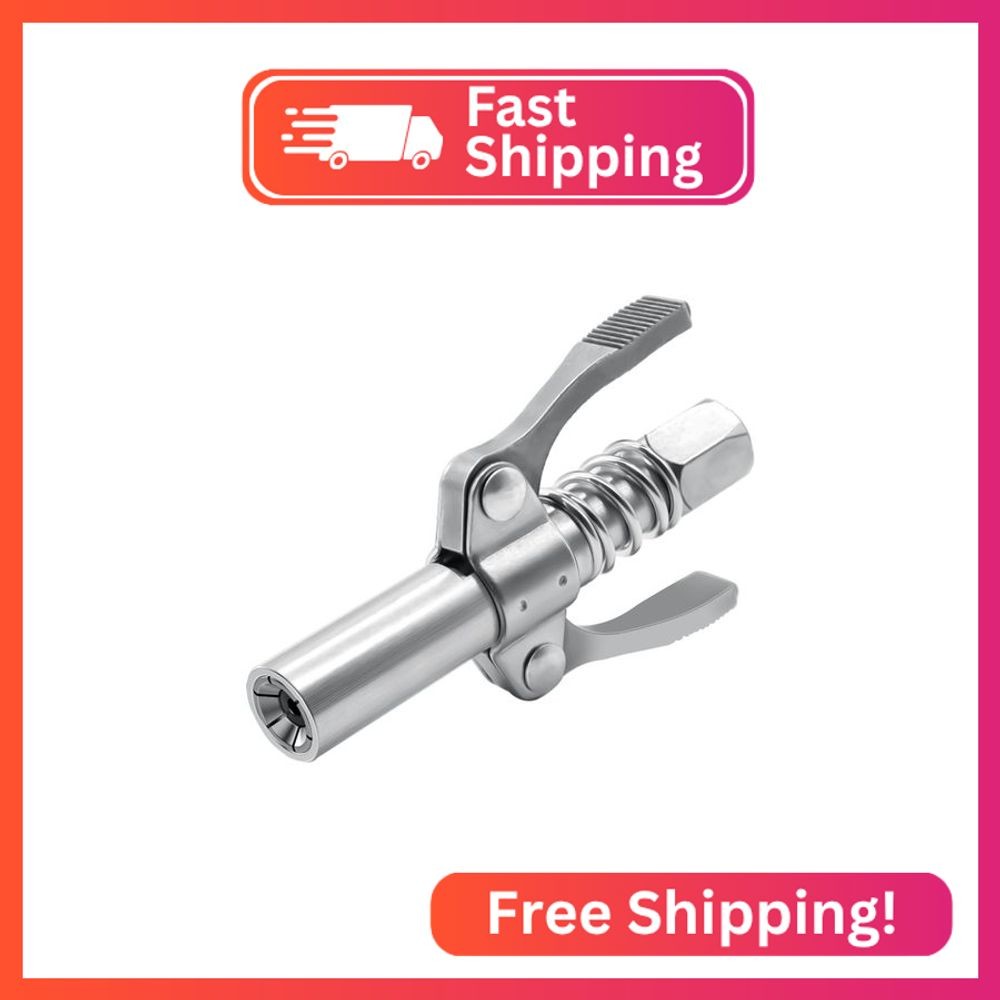 COMVIEE Grease Gun Coupler, Double Handle Quick Lock Release Grease Tips Ends Co