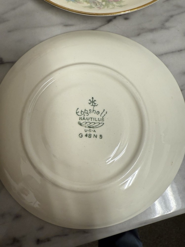 Nautilus Floral Gold Trim Dinner Set- eggshell
