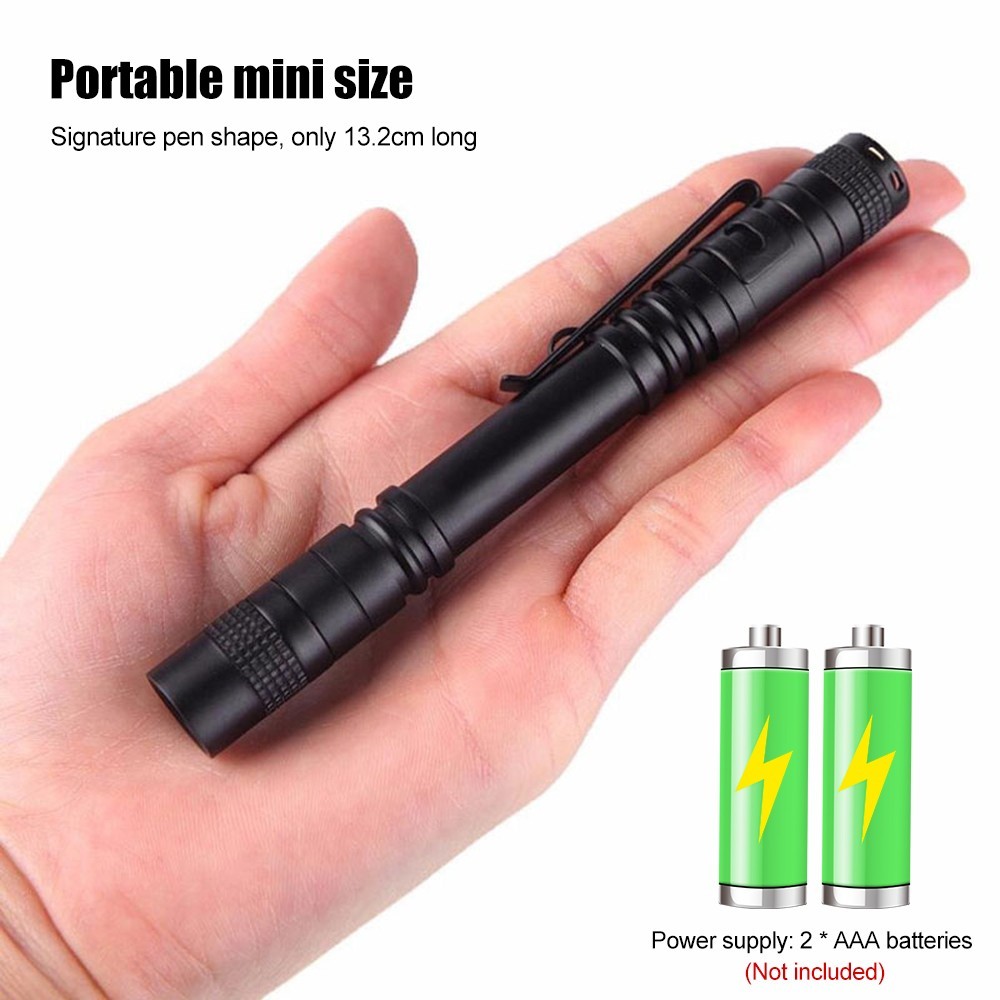 5X Mini Camping Light LED Flashlight Small Clip Penlight Pocket Torch