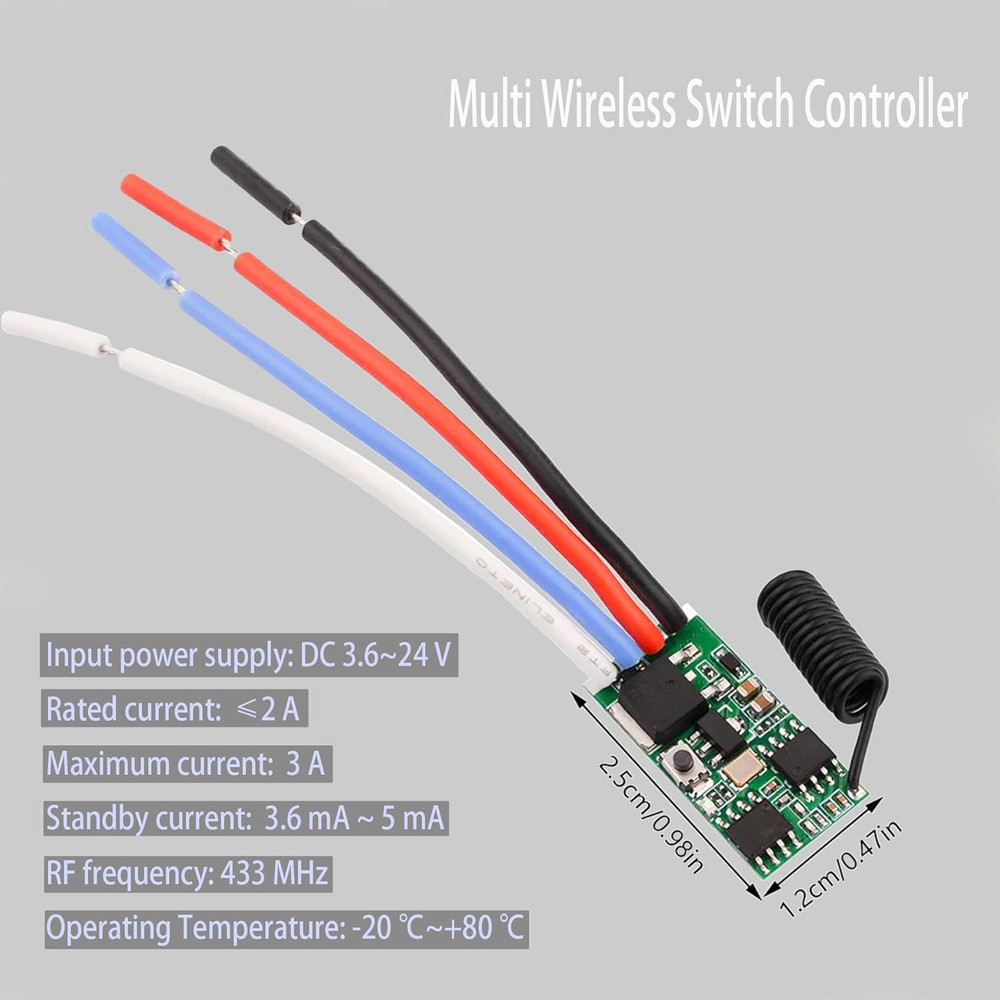 6 Channel Wireless Remote Switch Mini Wireless Switch 5V/12V/24V 3A Relay Wirele