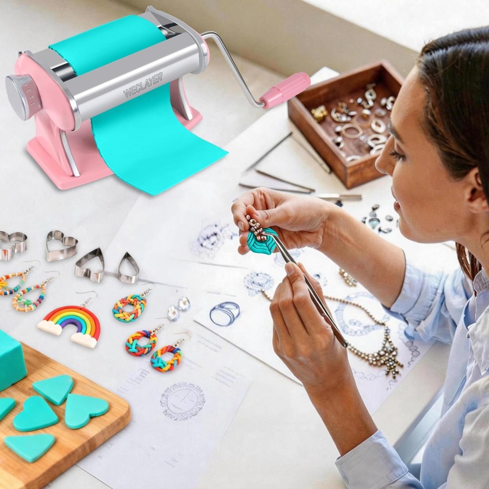 Polymer Clay Press Machine,Clay Roller Machine,Includes Clamp and Hand Crank,...