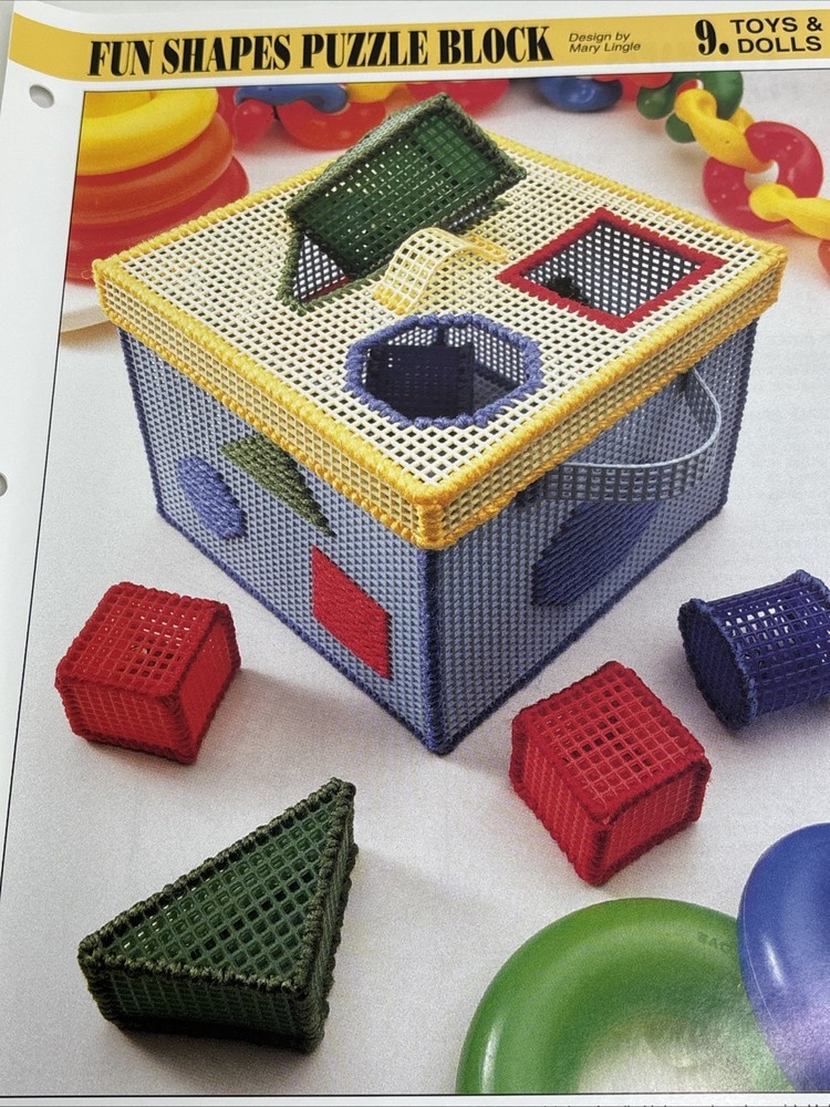 Fun Shapes Puzzle Block Annie's Attic Plastic Canvas Pattern Page
