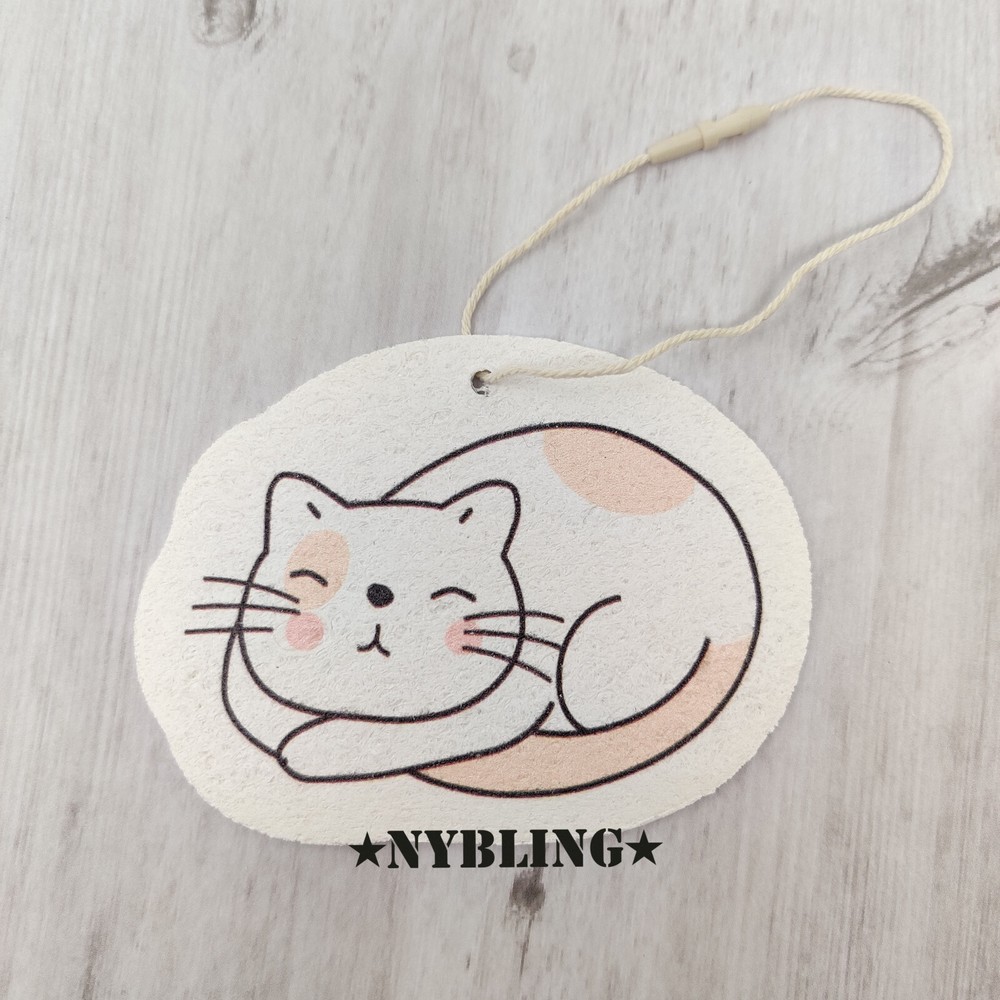Compressed Wood Pulp Sponge Dish Washing Kitchen Scrubber Kitty Theme *5 PACK*