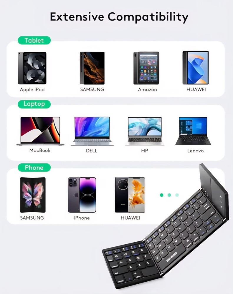 Samsers Foldable Bluetooth Keyboard with Touchpad