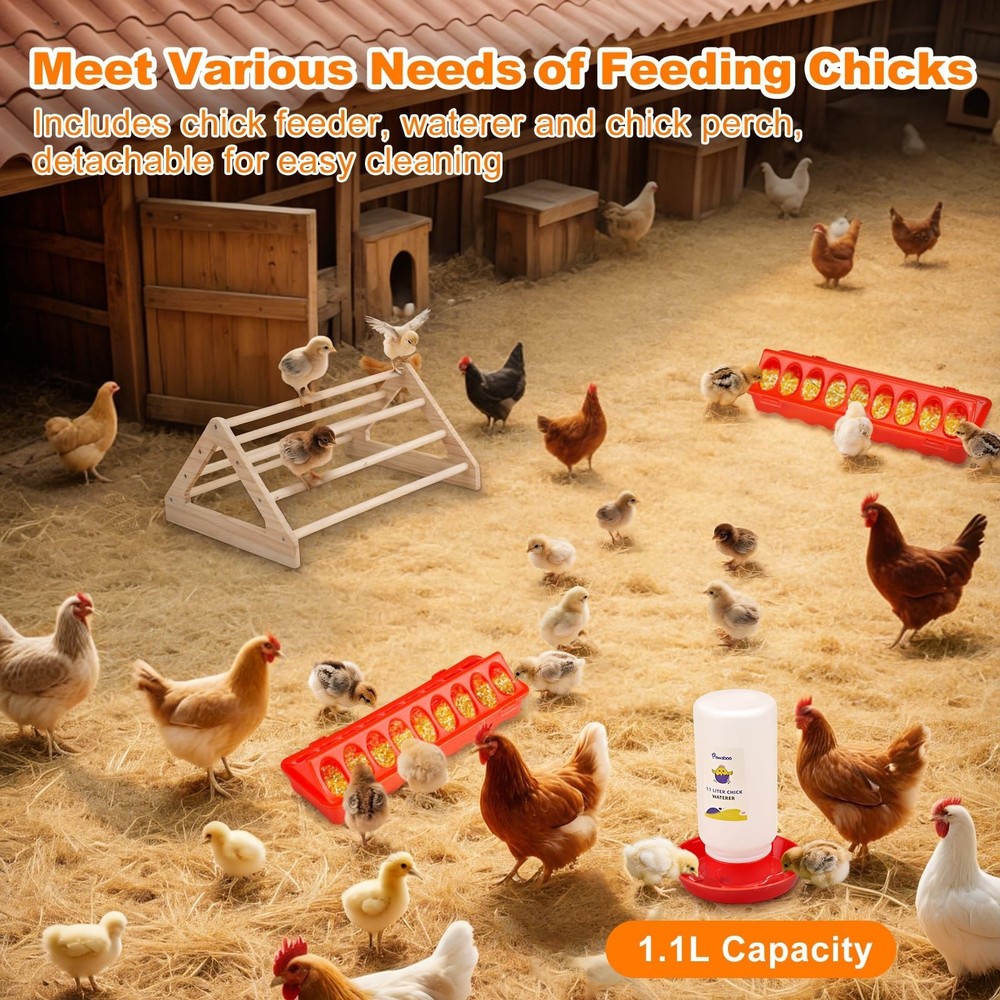 Pawaboo 6-in-1 Chicken Brooder Box for Chick Starter Kit, Includes Pet Cage T...