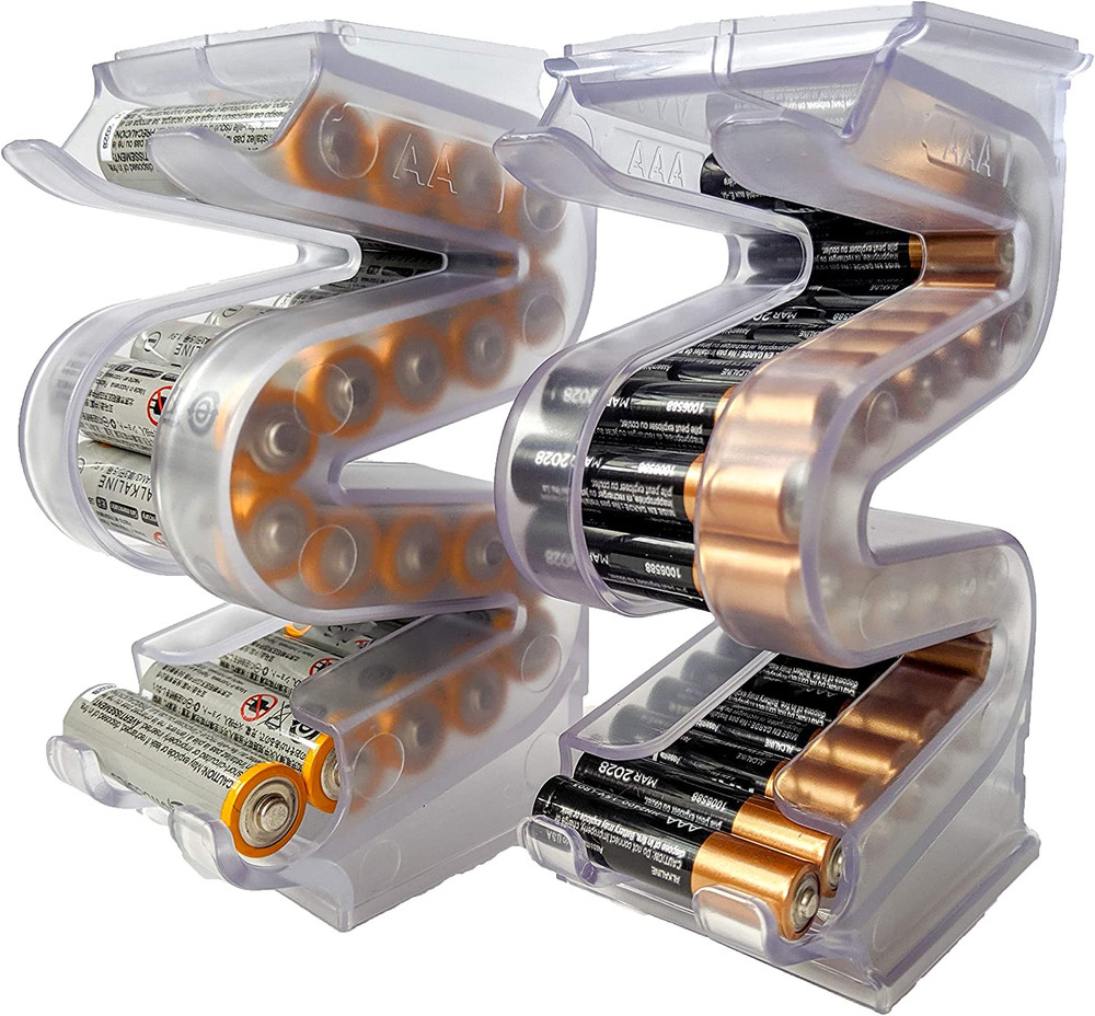 Battery Ladder Clear AA & AAA Combo Battery Holder/Storage - Vertical Organizer