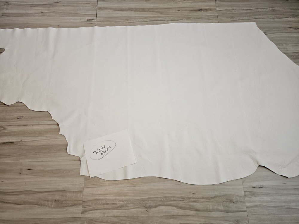 3-4oz PURE WHITE MATTE PEBBLED GRAIN SOFT LEATHER HIDE UPHOLSTERY,PANEL,SHEET