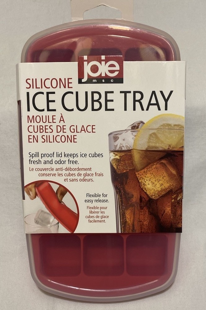 Joie Ice Cube Tray Covered-Stackable No-Spill Removable Lid 15 Cubes RED NEW