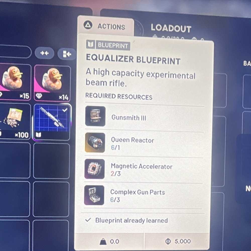 Equalizer Blueprint High Capacity Experimental Beam Rifle In-Game Item