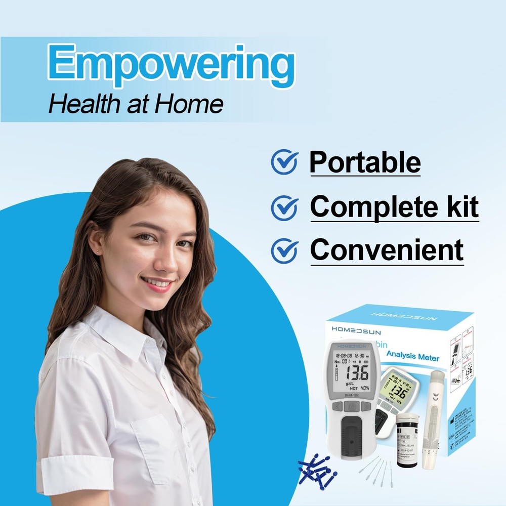 Portable Hemoglobin Analyzer for Quick Anemia Testing with 25 Strips Included
