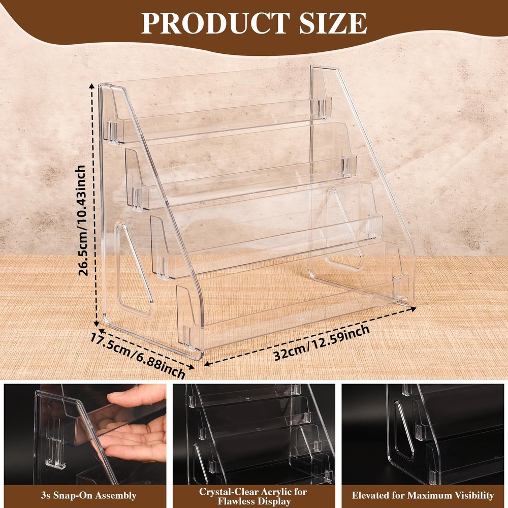 CELSOL 2 Pack Elevated 4 Tier Clear Acrylic Card Display Stand for CLEAR